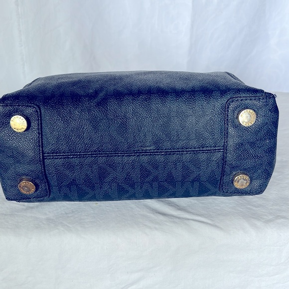 MICHAEL KORS blue and black signature Riley leather top zip medium size satchel. - Picture 16 of 16